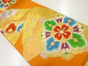 アンティーク　檜扇に華紋模様織出し袋帯（着用可）